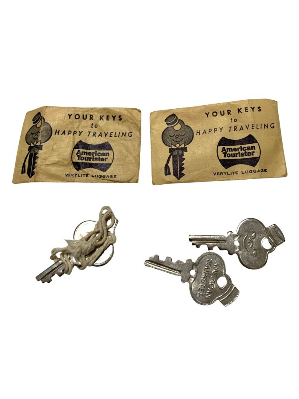 Vintage American Tourister Luggage Keys With Original Paper Sleeves
